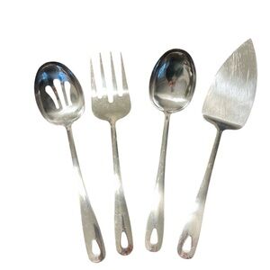 Stainless Steel 4  Serving Utensils Set - hole for hanging